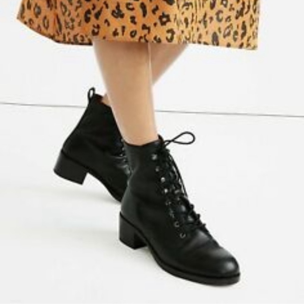 MADEWELL Black Leather Lace Up Boots 8